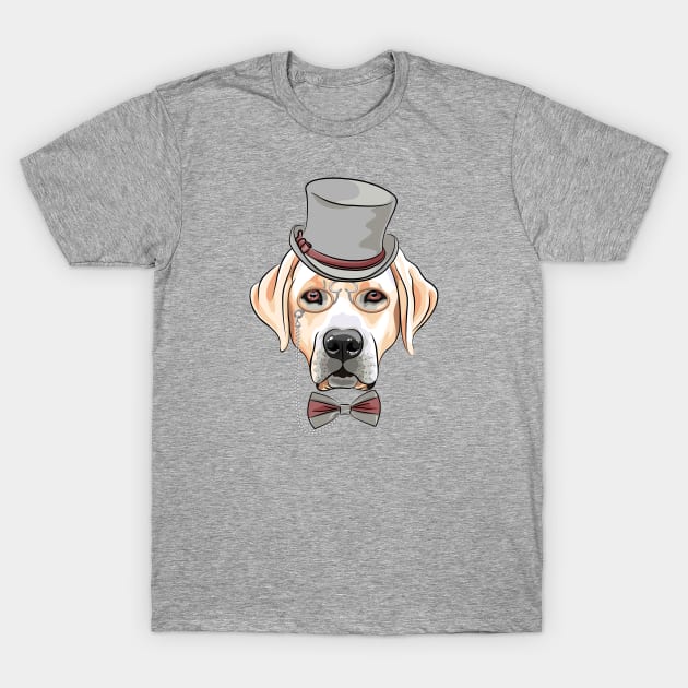 Labrador Retriever in a gray silk hat T-Shirt by kavalenkava